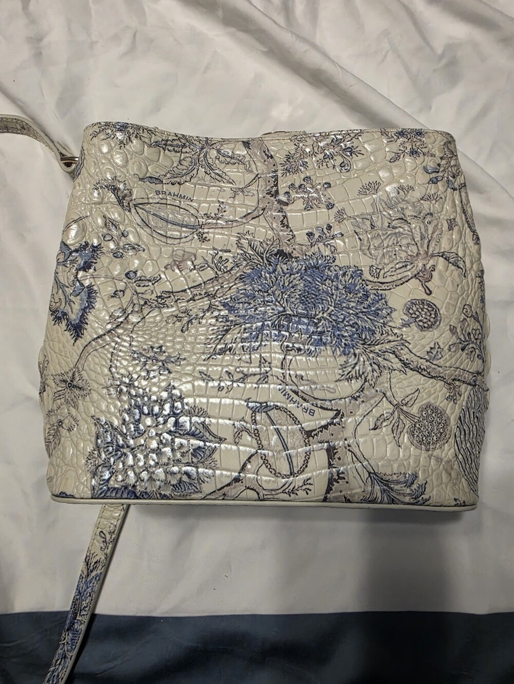 Brahmin Floral Melbourne Croc-embossed Satchel and Matching Wallet EUC - Picture 5 of 16